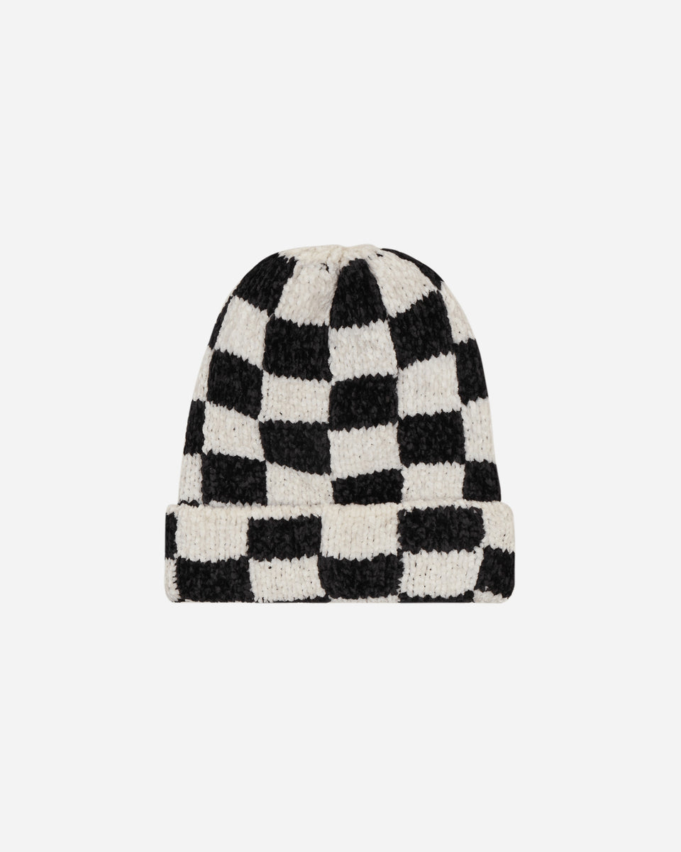 Crochet Checkered Beanie Black