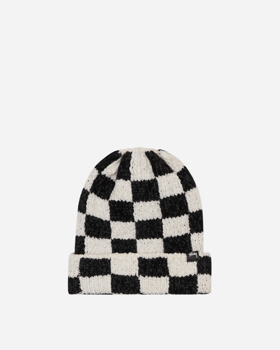 Crochet Checkered Beanie Black