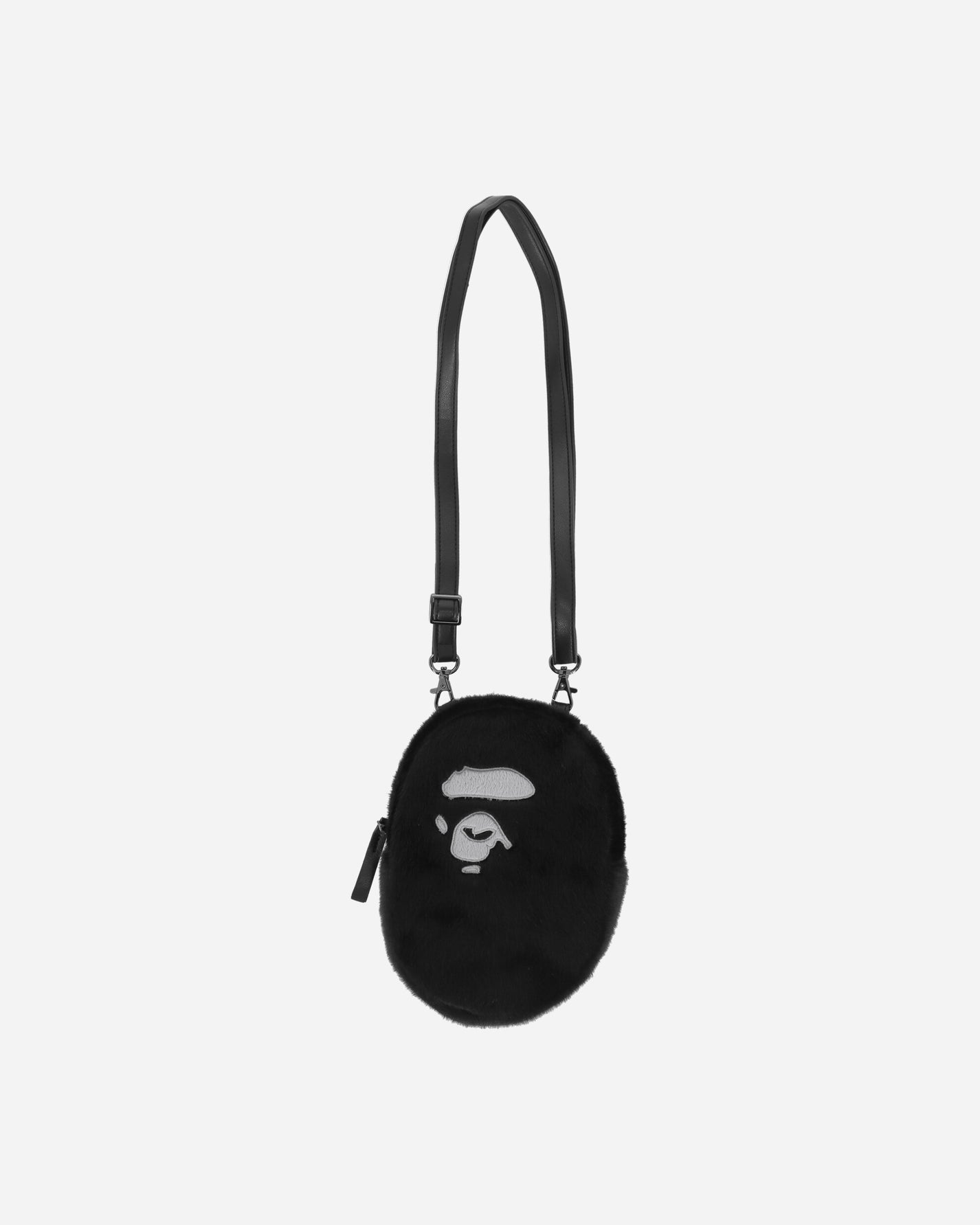 A Bathing Ape Ape Head Faux Fur Mini Shoulder Bag M Black Bags and Backpacks Shoulder Bags 1K80190003 BLACK