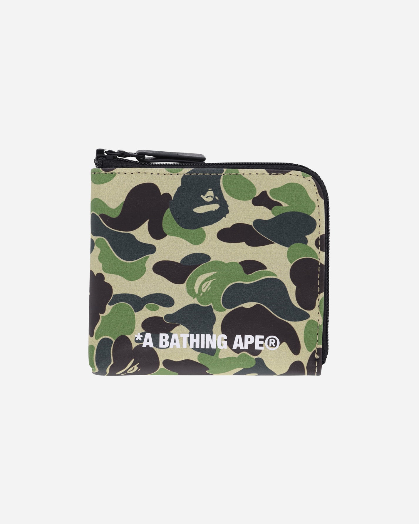 A Bathing Ape Abc Camo Pu Leather Mini Zipped Wallet M Green Wallets and Cardholders Zip Wallets 1K80190018 GREEN