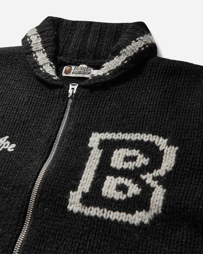 A Bathing Ape A Bathing Ape Cowichan Cardigan M Black Knitwears Cardigans 1K80120002 BLACK