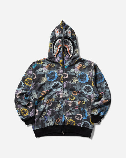 A Bathing Ape Floral Camo Shark Relaxed Fit Full Zip Hoodie M Black Sweatshirts Hoodies 1K80115301 BLACK