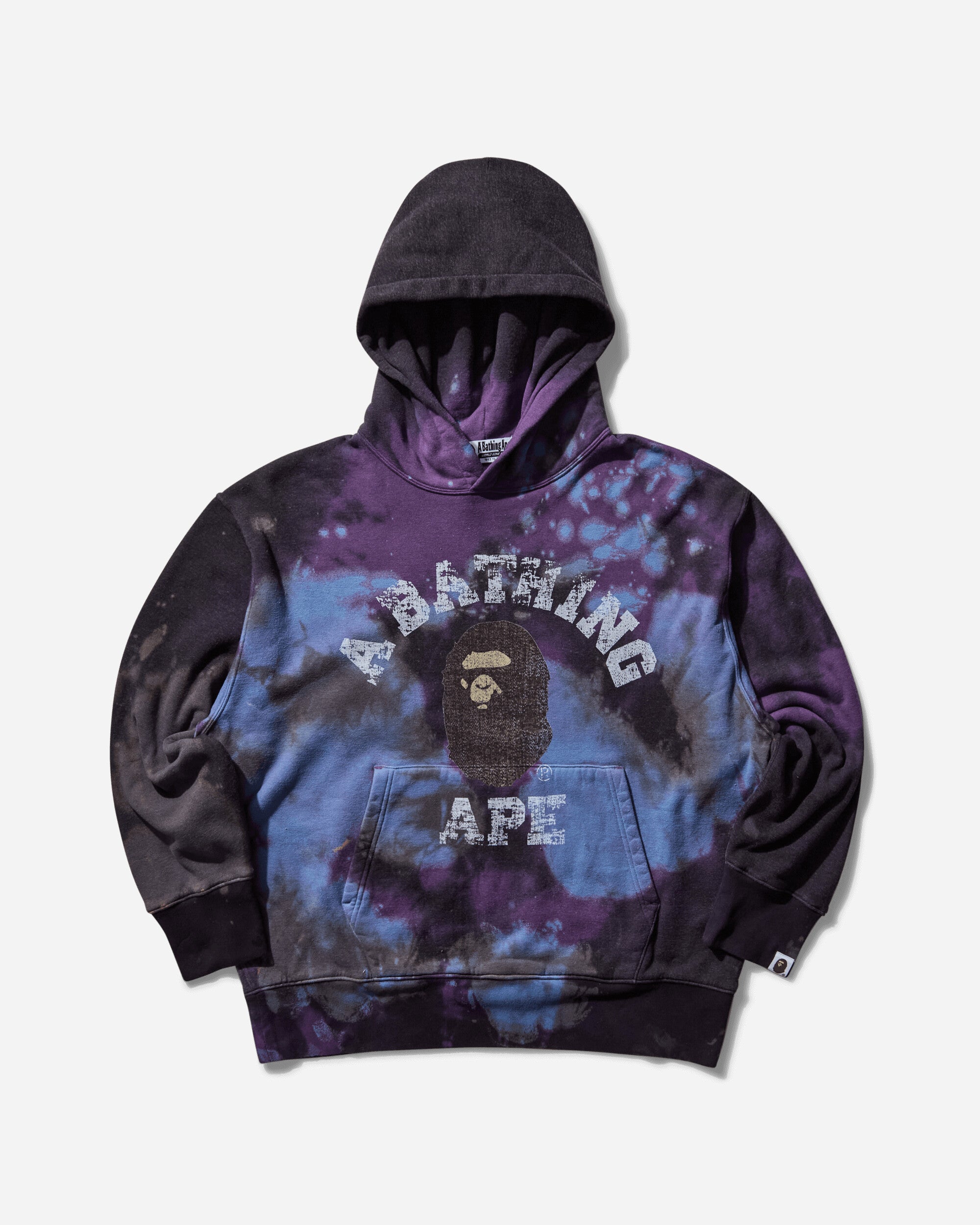 A Bathing Ape Tie Dye College Relaxed Fit Pullover Hoodie M Black Sweatshirts Hoodies 1K80114003 BLACK