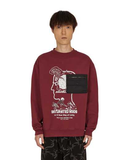 Brain Dead Saturated Voids Vintage Wash Burgundy Sweatshirts Crewneck BDF21T10002098 RD05