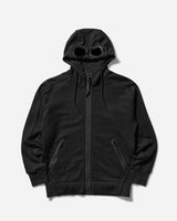 C.P. Company Diagonal Raised Fleece Goggle Zipped Hooded Sweatshirt Black Sweatshirts Hoodies 18CMSS028A-005086W 999