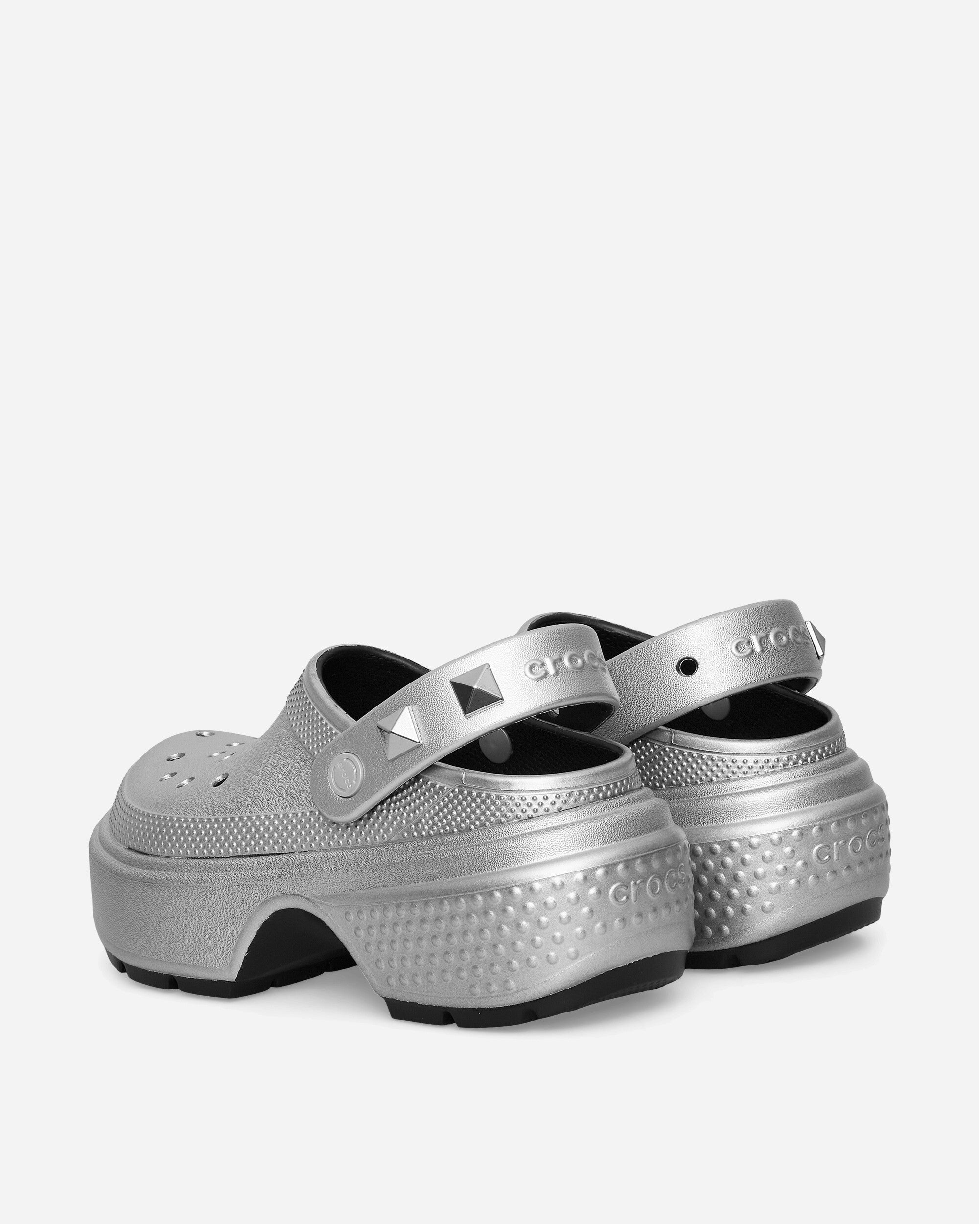 Crocs Wmns Stomp Metallic Clog Silver Sandals and Slides Sandals and Mules CR.210362 SIL