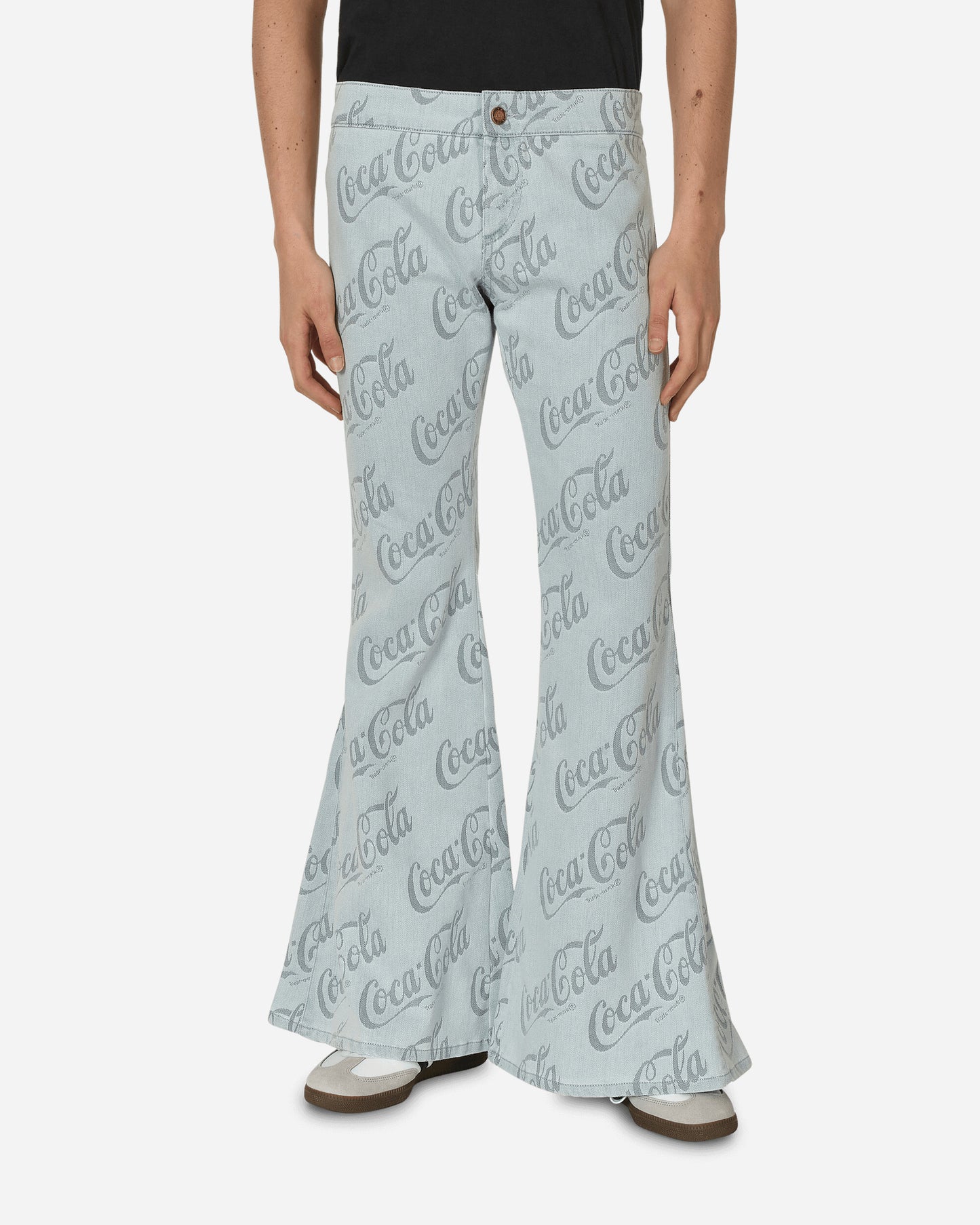 ERL Coca-Cola Jacquard Denim Flare Pants Grey Coca-Cola Pants Flare ERL08P014 1