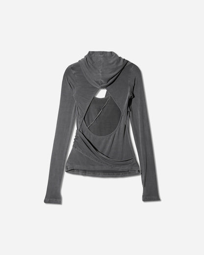 HYEIN SEO Wmns Hooded Jersey Top Charcoal T-Shirts Longsleeve FW24-TS4CH 001