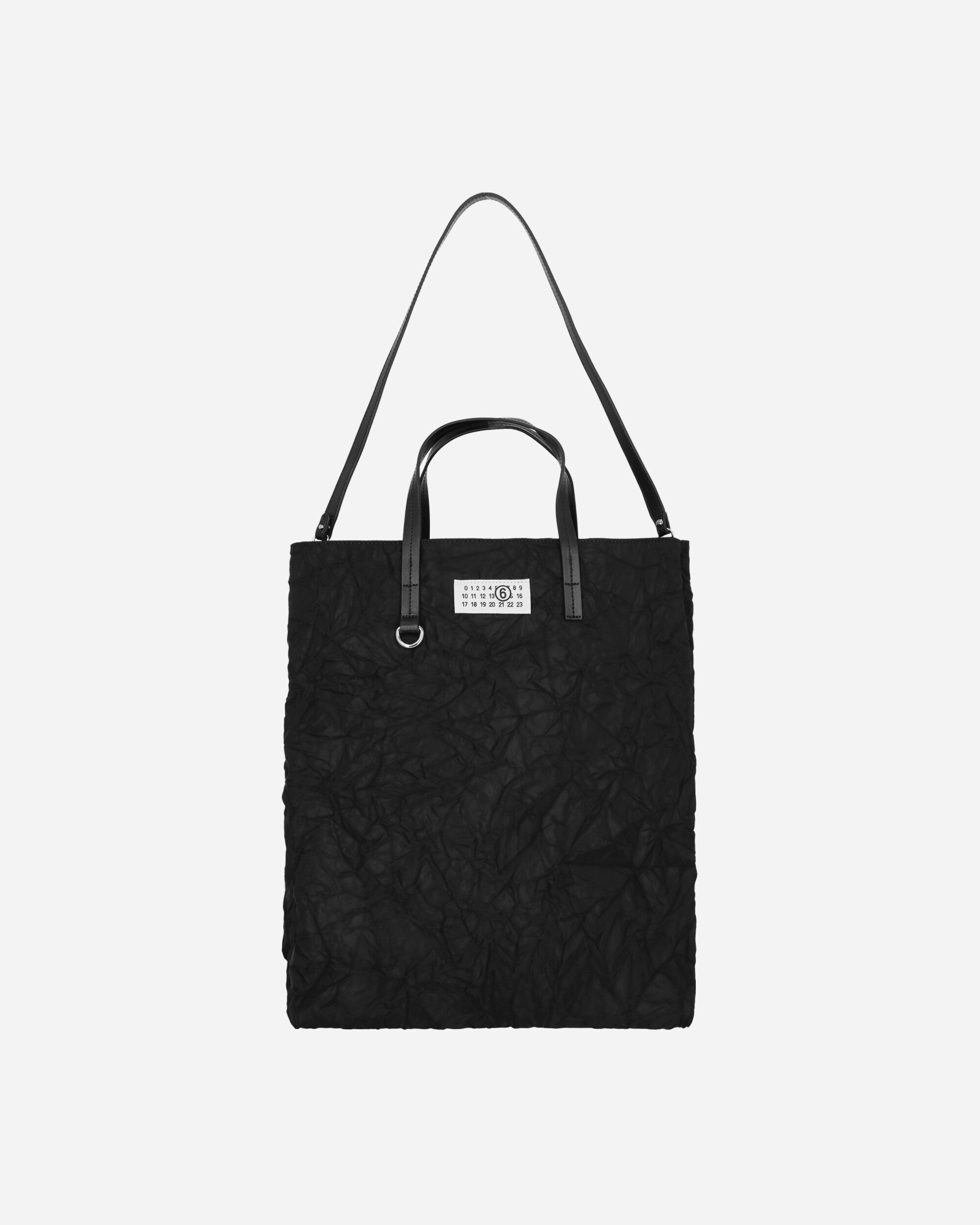 MM6 Maison Margiela Wmns Shopping Bag Wrinkle Fabric Black Bags and Backpacks Tote Bags SB5WC0013 T8013