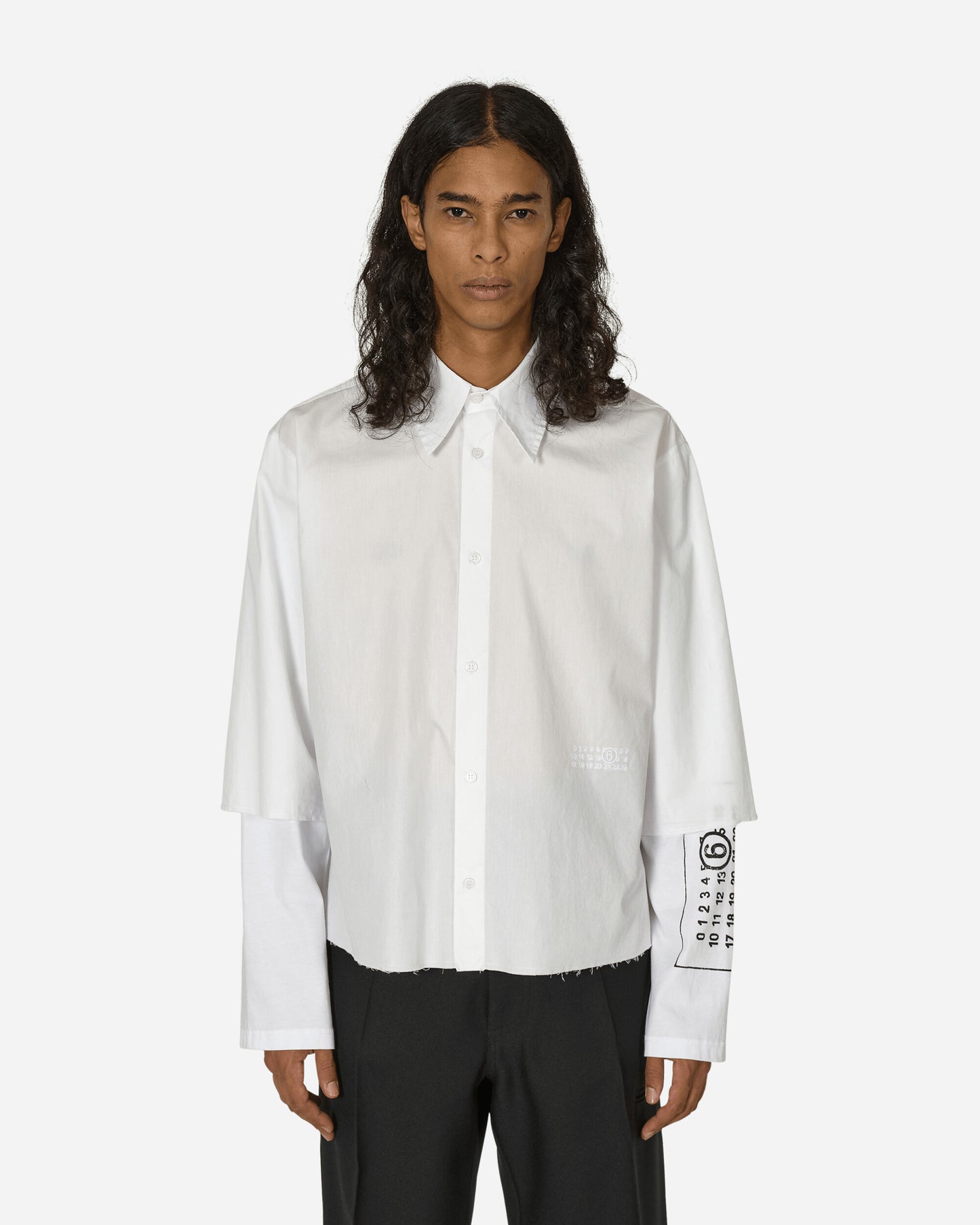 MM6 Maison Margiela Long-Sleeved Shirt White Shirts Longsleeve Shirt SH0DT0007 961