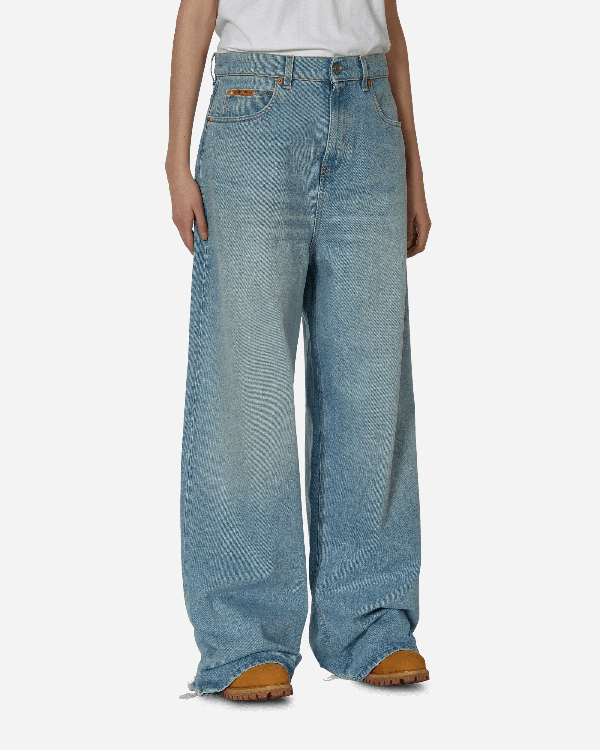 Extended Wide Leg Jeans Bleached Wash