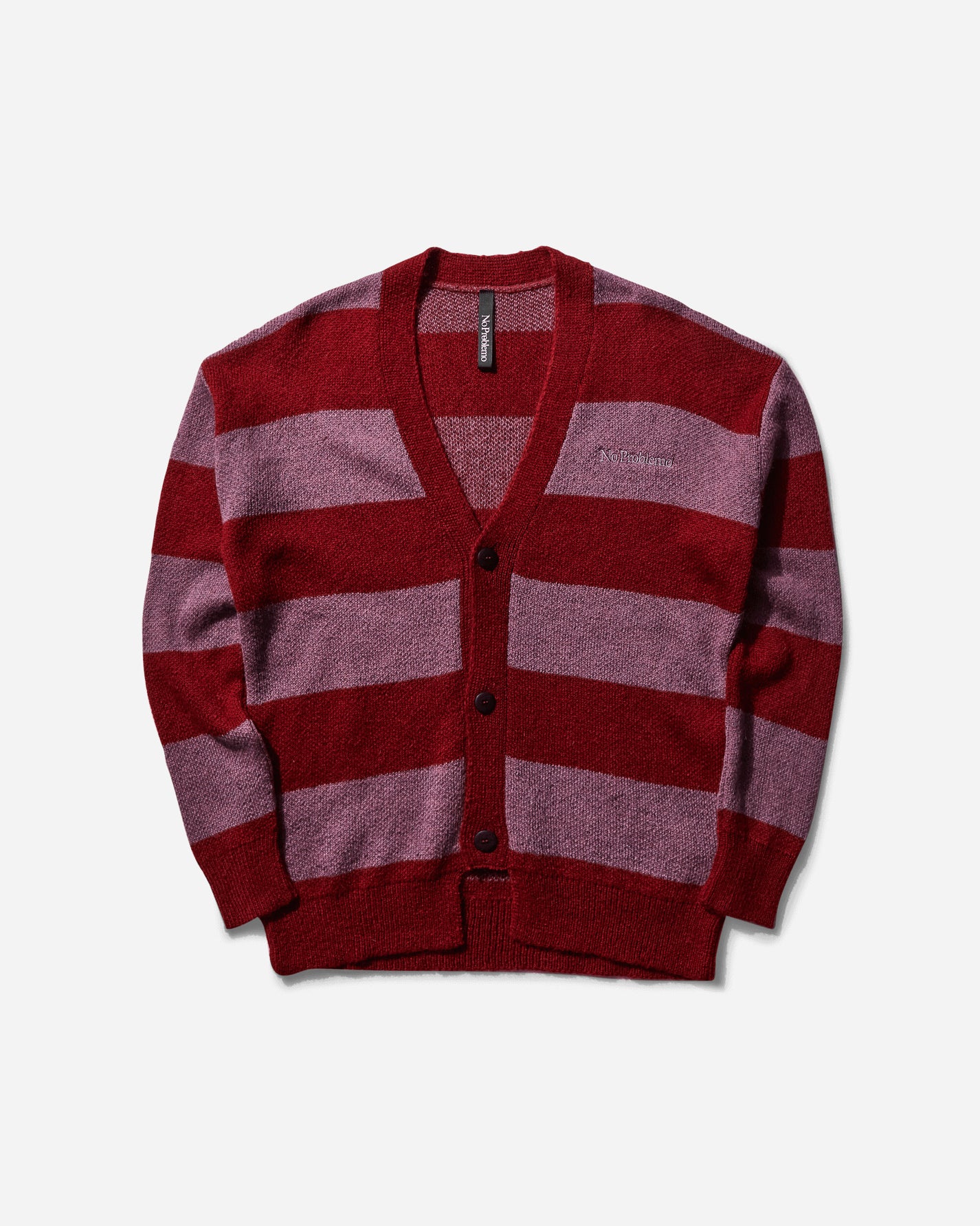 No Problemo Striped Mohair Oversized Cardigan Burgundy Multi Knitwears Cardigans NP2002502 BURGUNDY