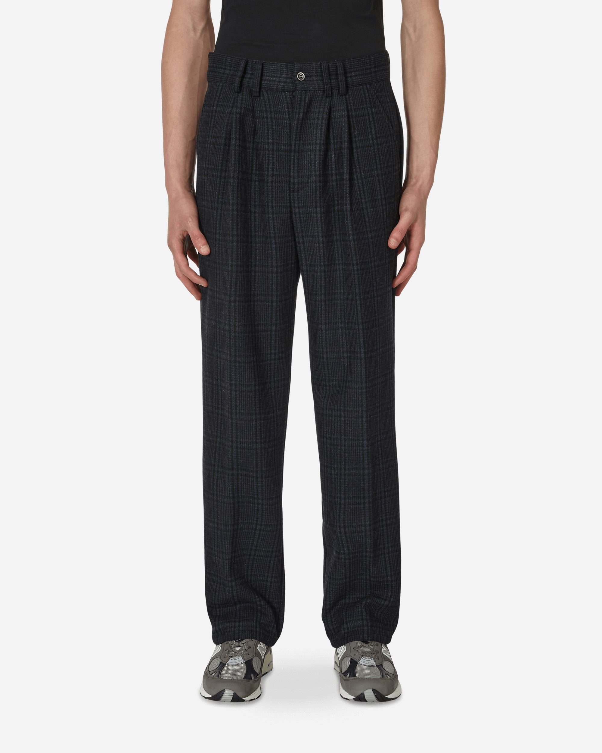 Paccbet Checked Pleated Trousers Woven Navy Pants Trousers PACC11P009 2