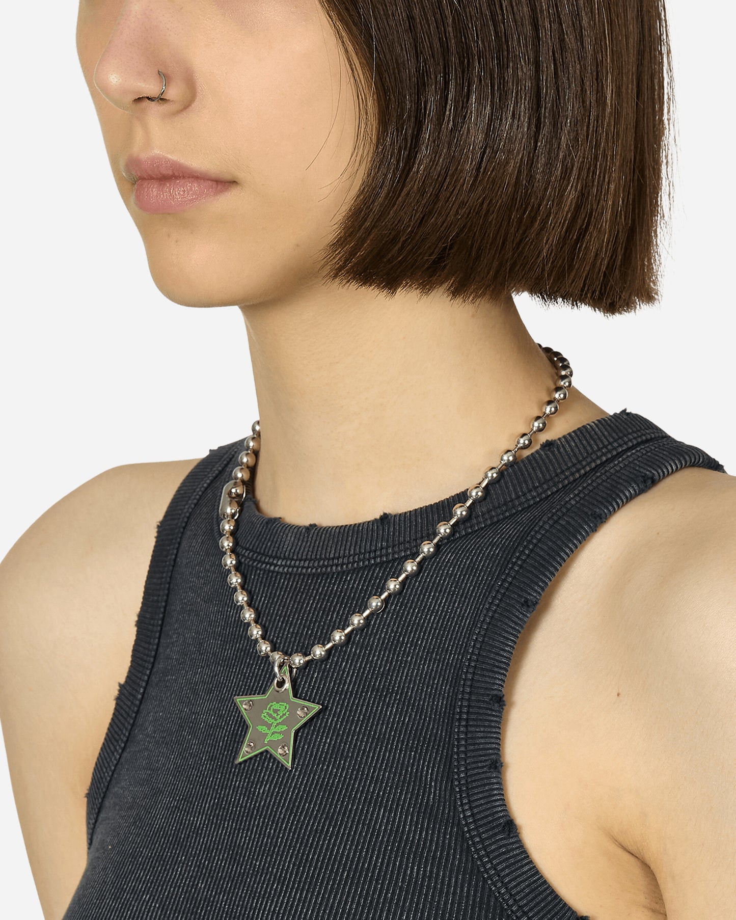 Safsafu Wmns Super Star Necklace Silver/Green Jewellery Necklaces 1-24-N1 SG