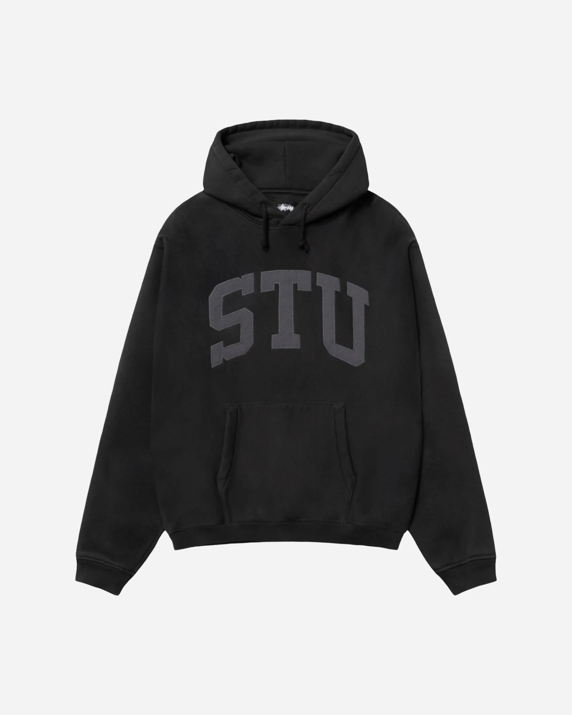 Stüssy Stu Applique Hood Black Sweatshirts Hoodies 118578 0001