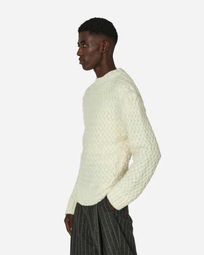 AMOMENTO Mens Crochet Knit Pullover Ivory Knitwears Sweaters AM23FWM07KN 001