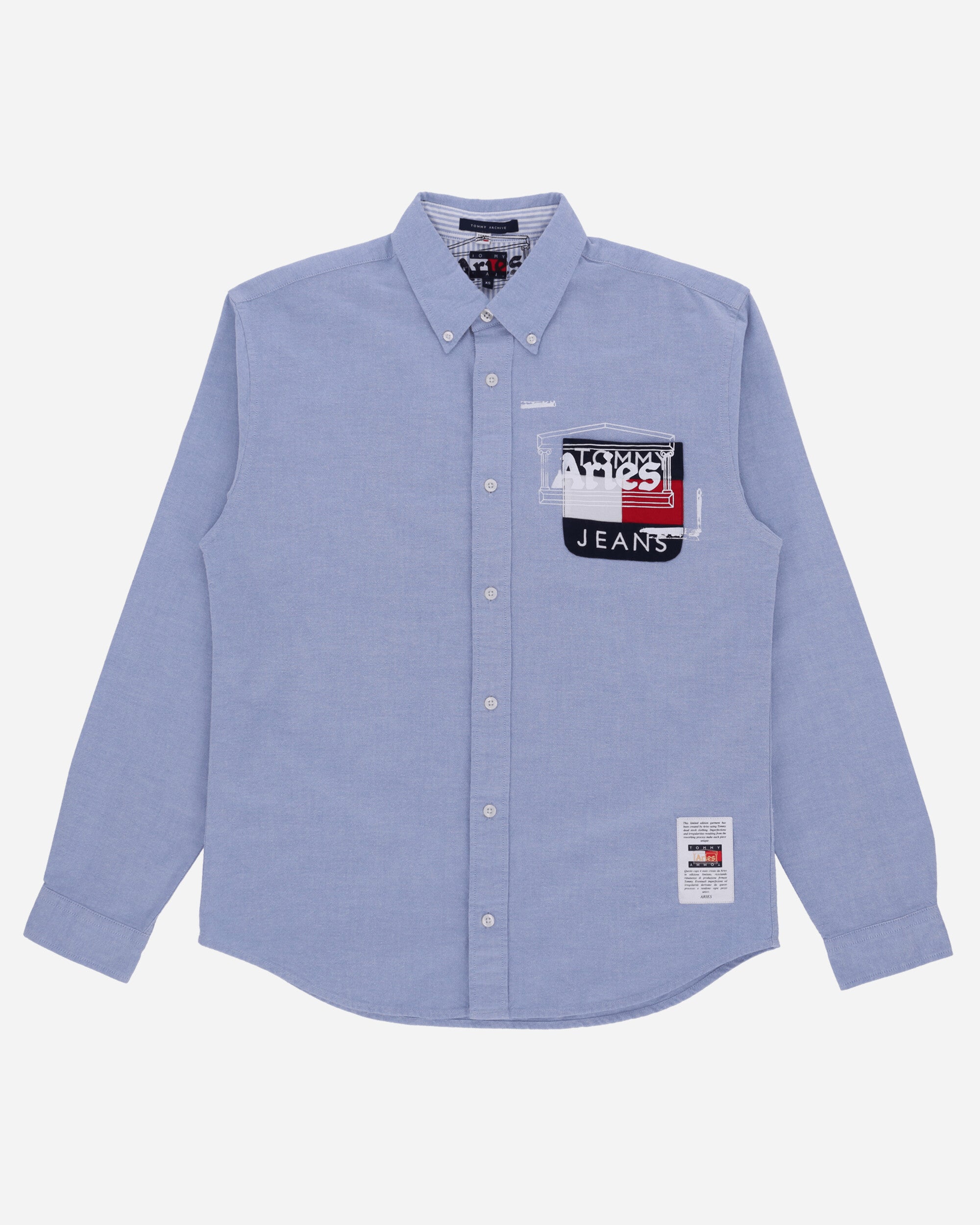 Aries Tommy x Aries Remade: Overprinted Pocket Shirt Blue Shirts Longsleeve Shirt THAR40009 BLU