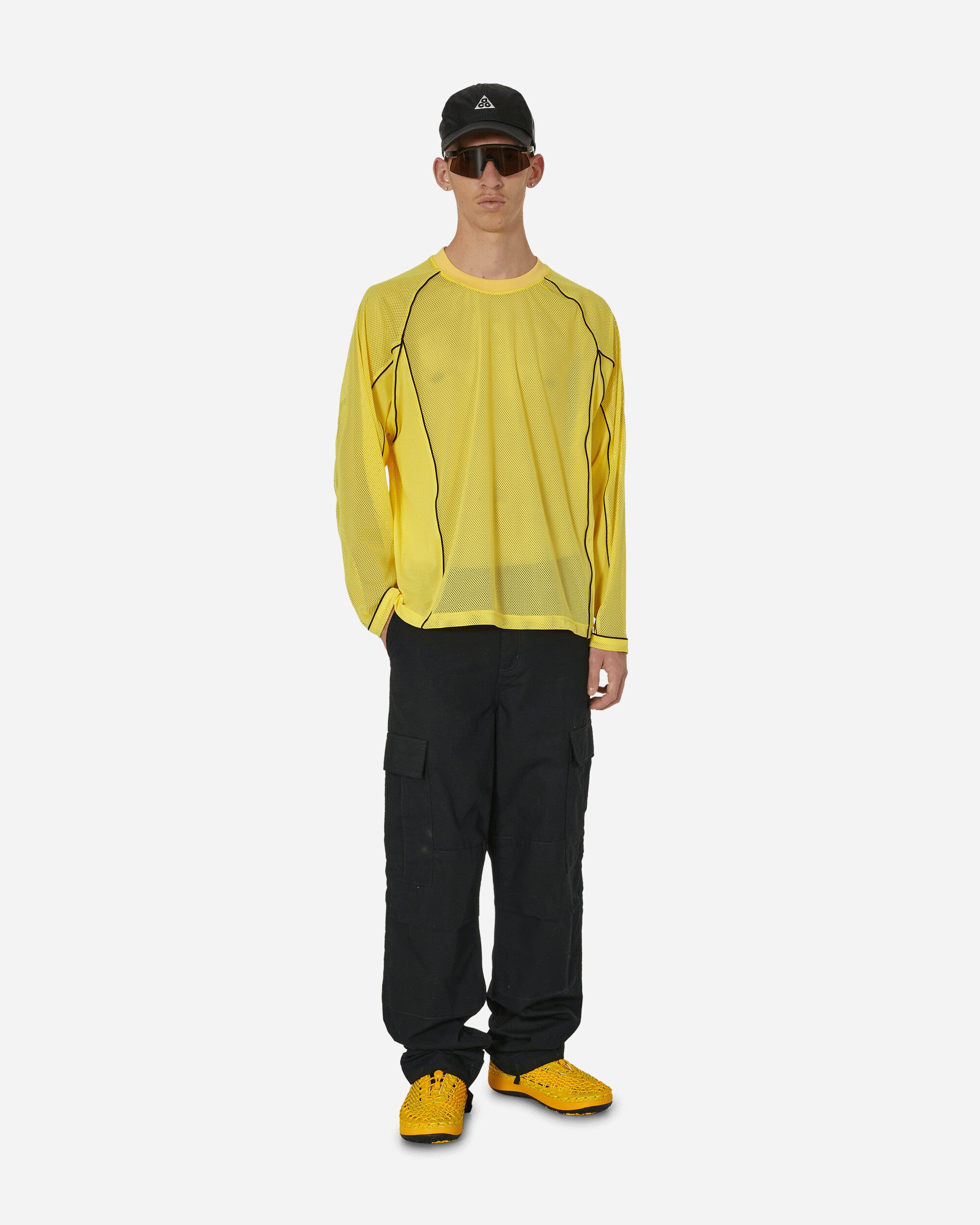 Mesh Raglan Colour Longsleeve T-Shirt Yellow