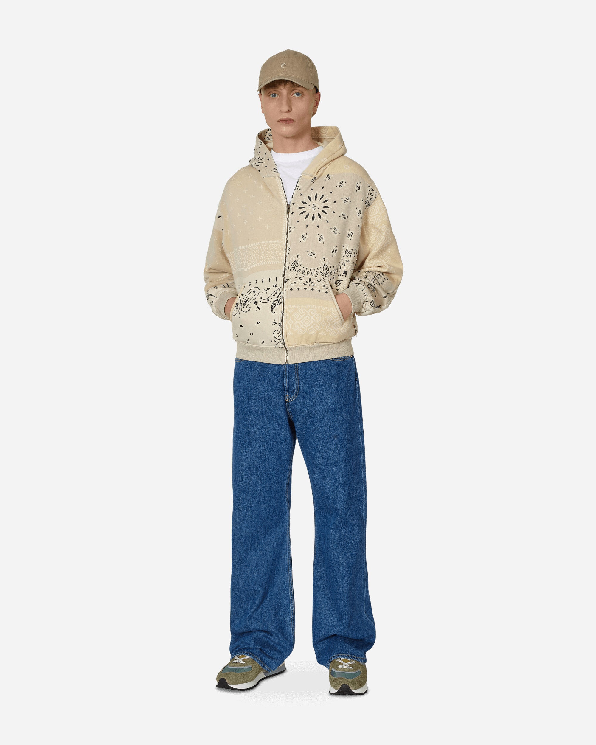 Fleece Knit Bandana Bivouac Hooded Sweatshirt Beige