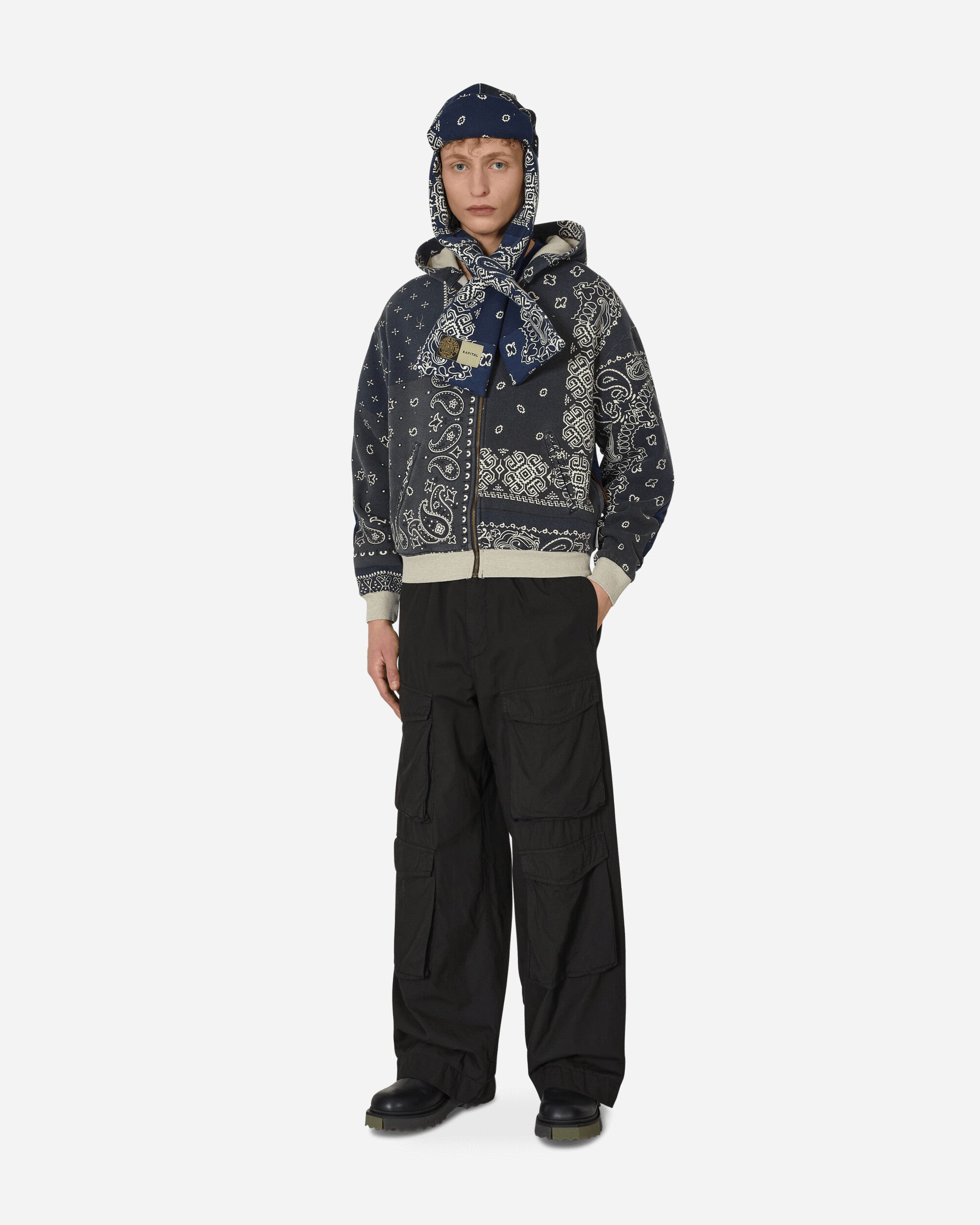 Fleece Knit Bandana Bivouac Hooded Sweatshirt Black