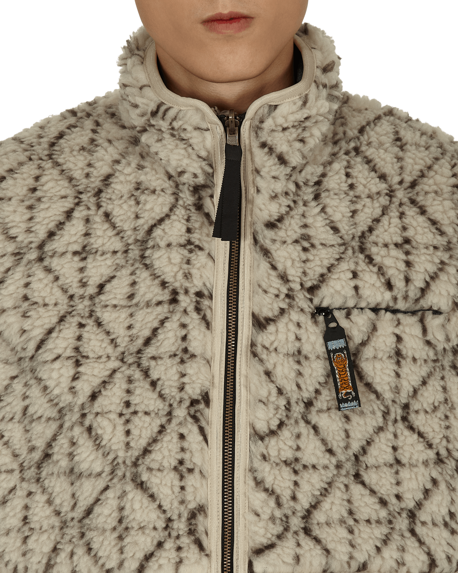 Kapital Do-Gi Sashiko Boa Fleece Reversible Vest Ecru Coats and Jackets Vests EK-1148 ECRU