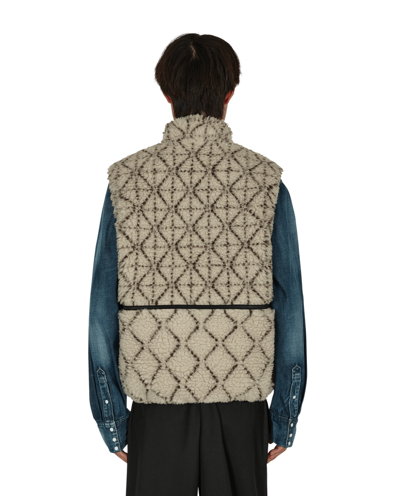 Kapital Do-Gi Sashiko Boa Fleece Reversible Vest Ecru Coats and Jackets Vests EK-1148 ECRU