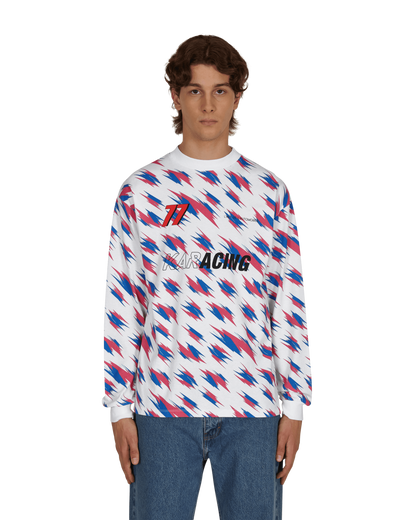 L'Art De L'Automobile All Over Mock Neck White T-Shirts Longsleeve KAR90PER 001