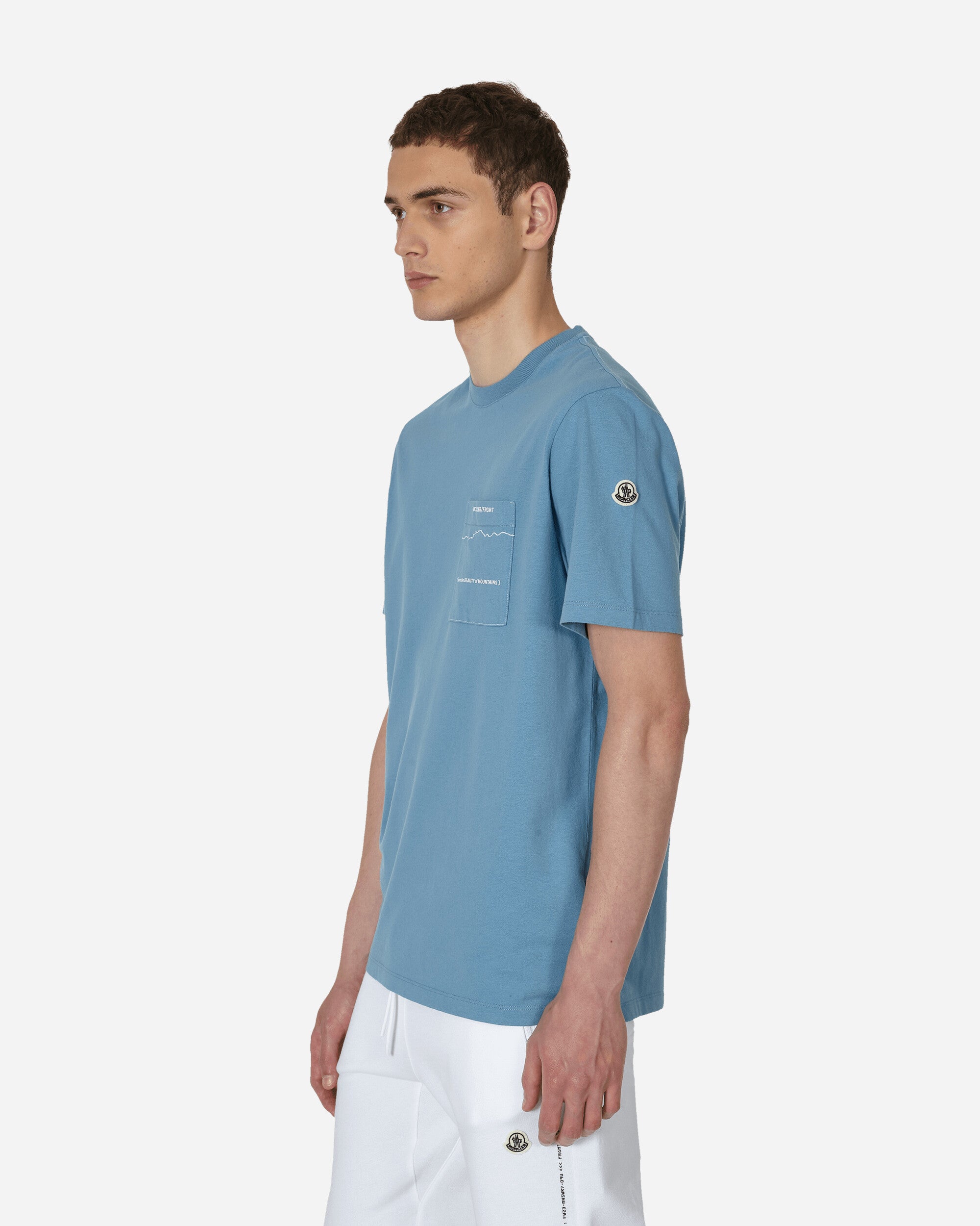 Moncler Genius T-Shirt X Fragment Blue T-Shirts Shortsleeve 8C00005M3265 710