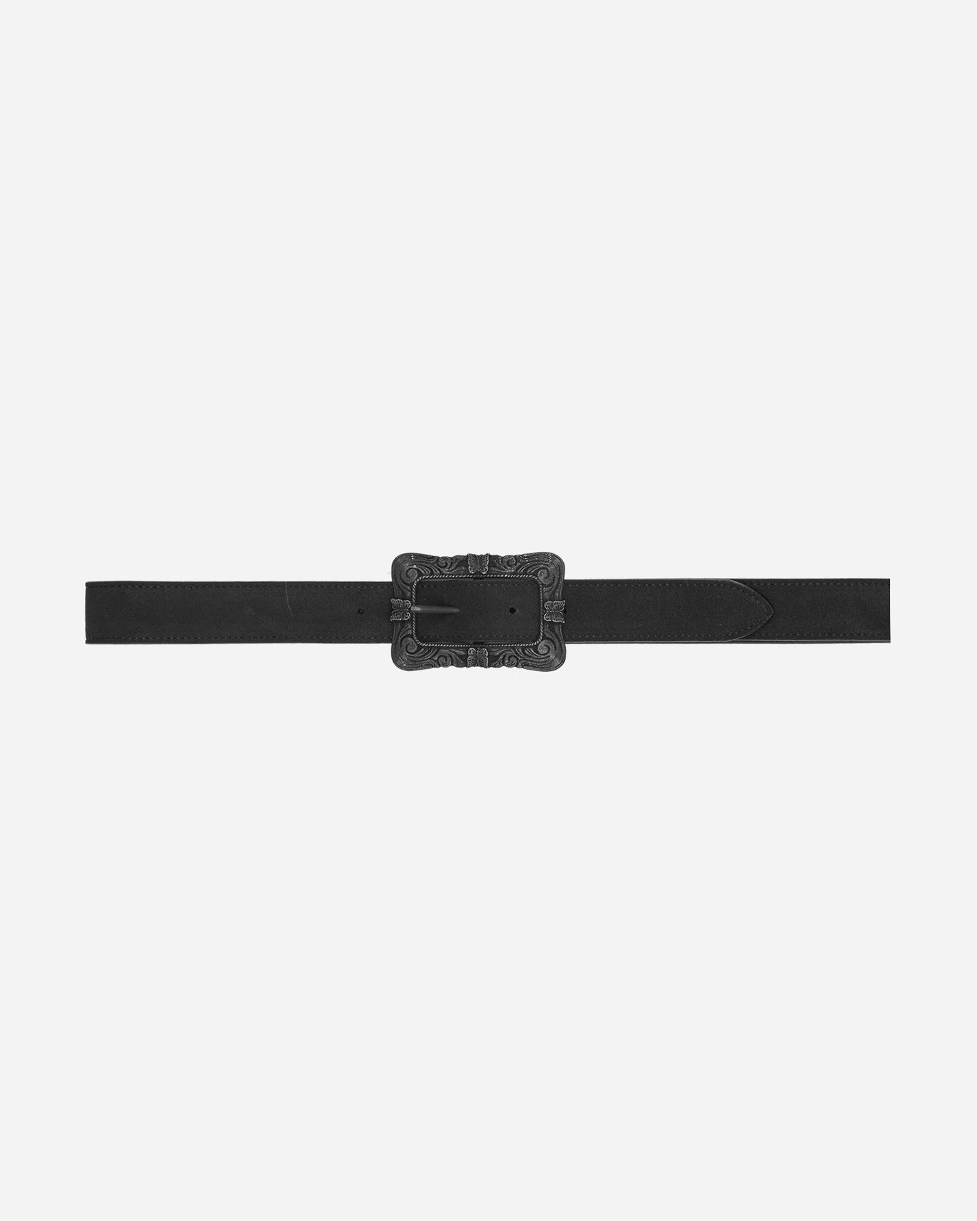 Needles Papillon Square Buckle Belt - Suede Lthr. Black Belts Belt NS036 B