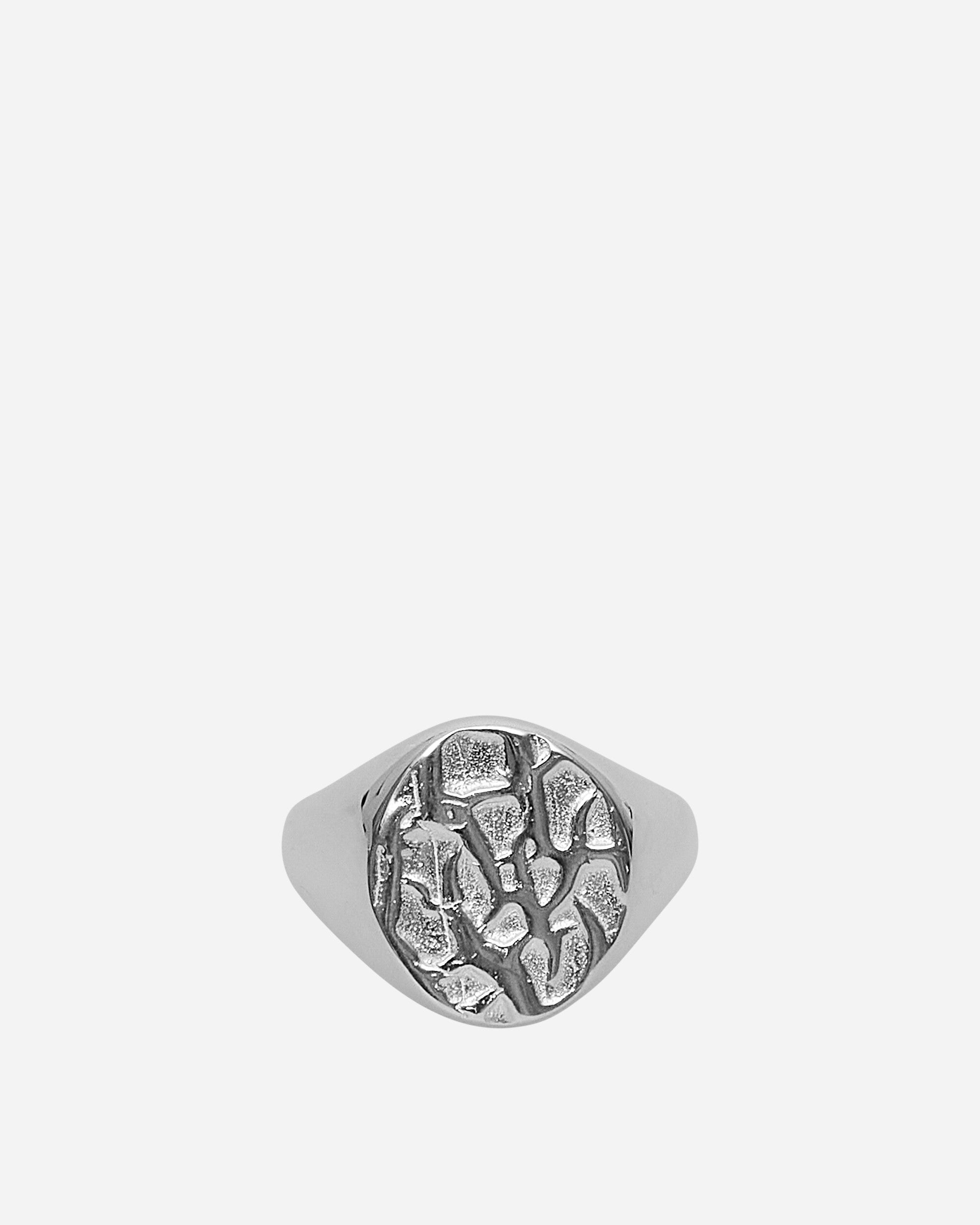 Cracked Melon Signet Ring Silver