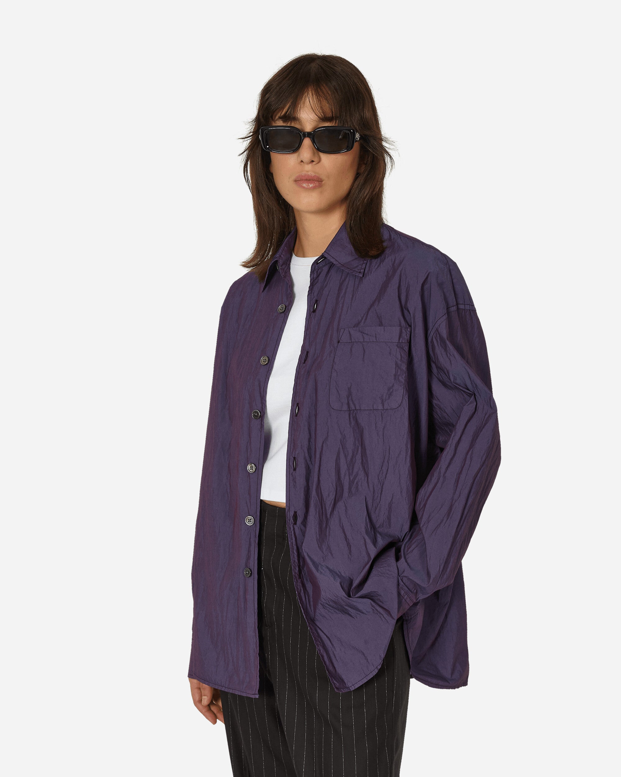 Blackcurrant Parachute Poplin Borrowed Shirt Purple