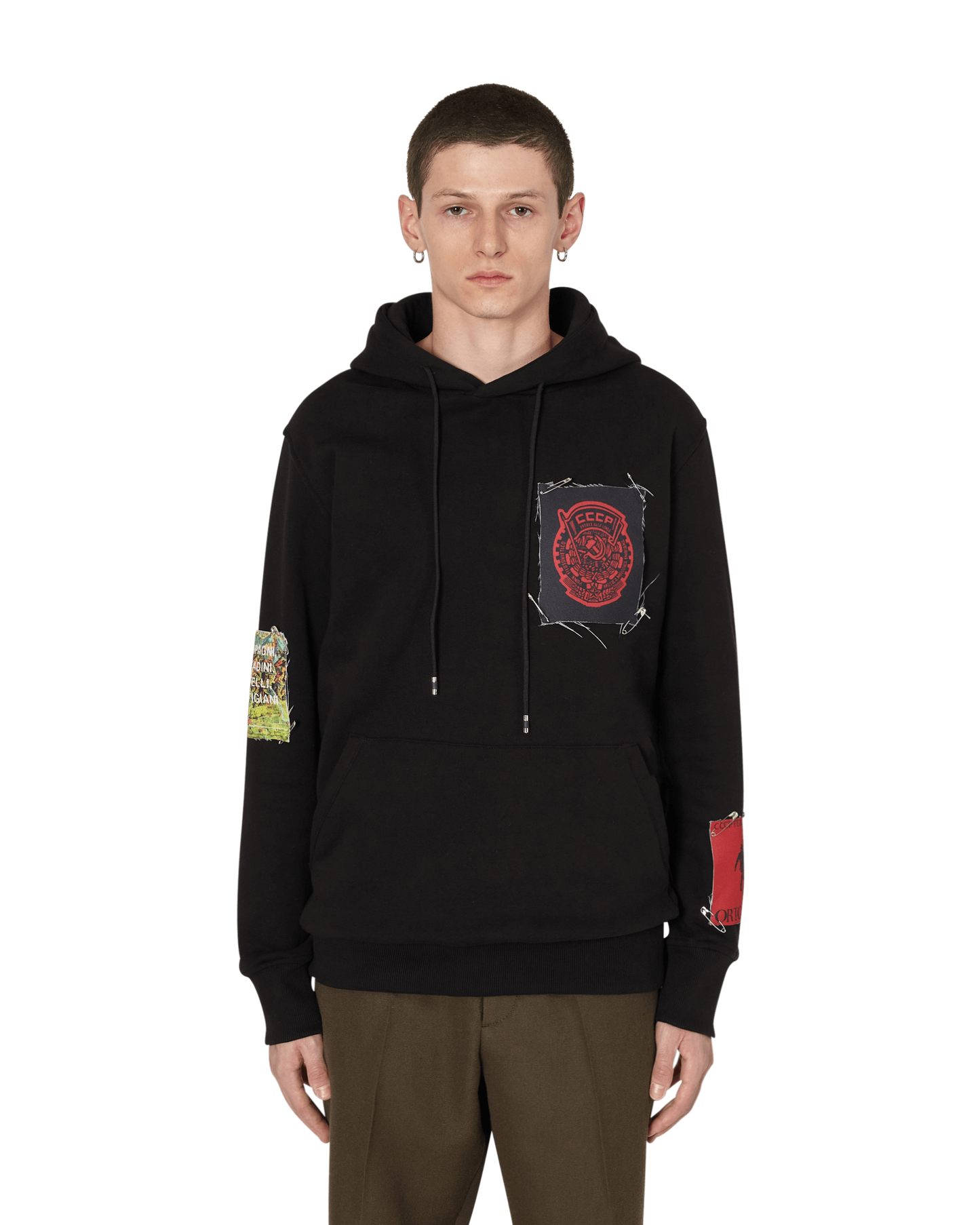 Slam Jam CCCP FEDELI ALLA LINEA - HOODED SWEATSHIRT WITH PATCHES BLACK Sweatshirts Hooded SJAUSW01JY02 BLK001