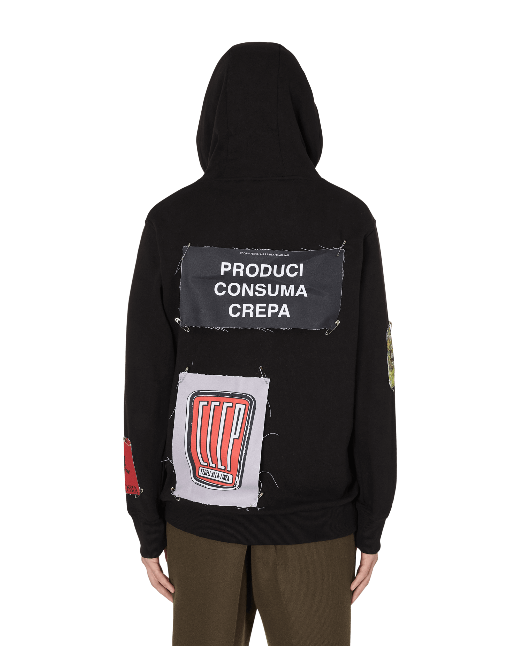 Slam Jam CCCP FEDELI ALLA LINEA - HOODED SWEATSHIRT WITH PATCHES BLACK Sweatshirts Hooded SJAUSW01JY02 BLK001