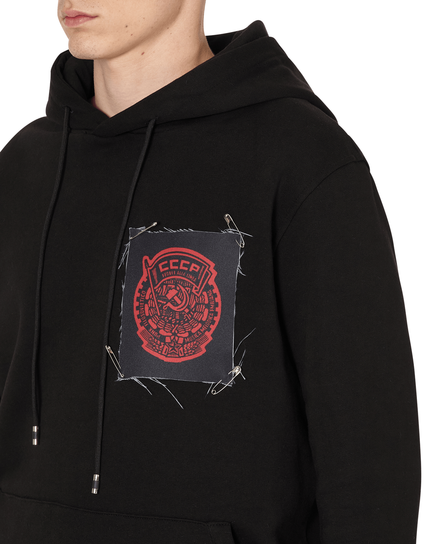 Slam Jam CCCP FEDELI ALLA LINEA - HOODED SWEATSHIRT WITH PATCHES BLACK Sweatshirts Hooded SJAUSW01JY02 BLK001