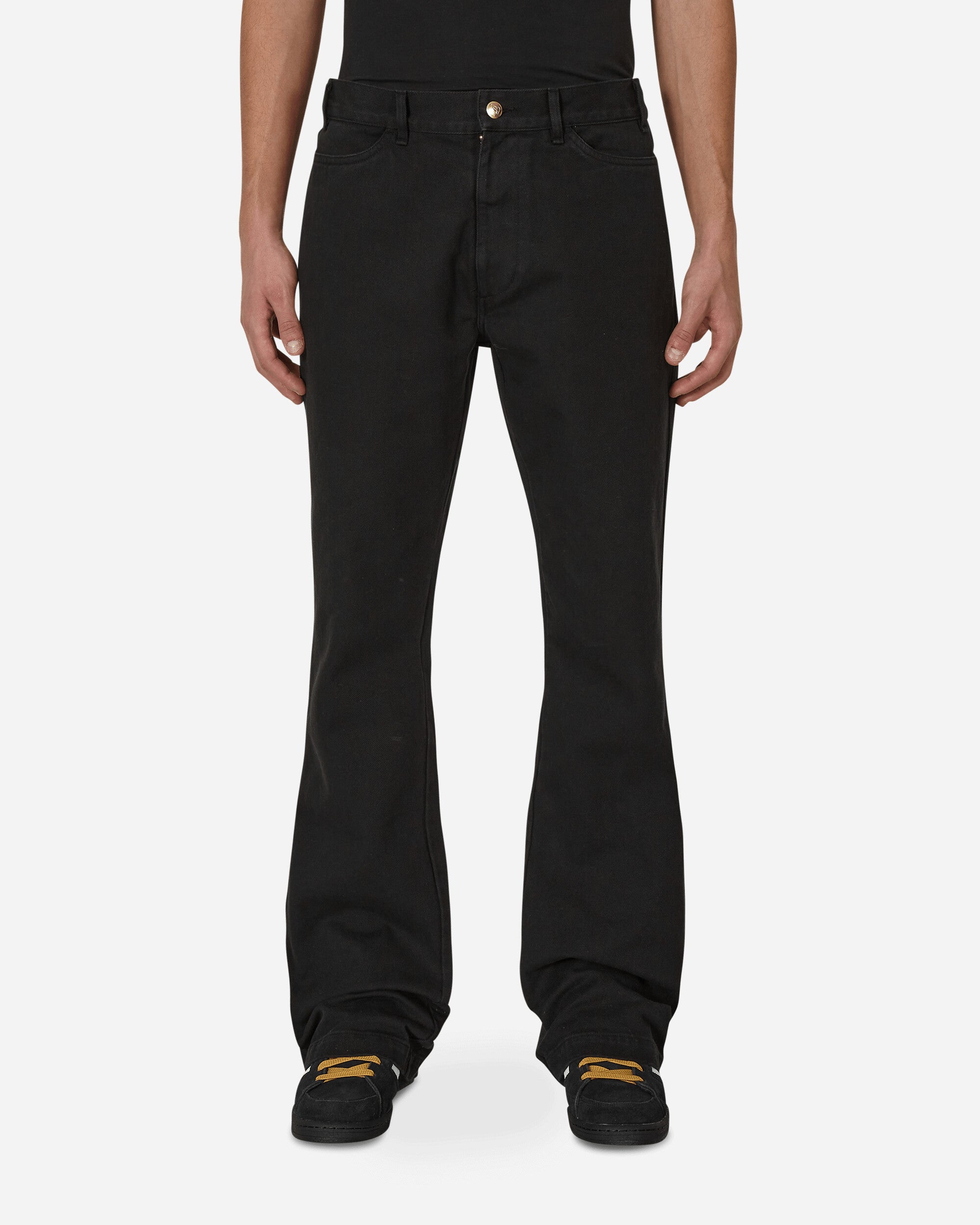 Flared Cotton Twill Trousers Black