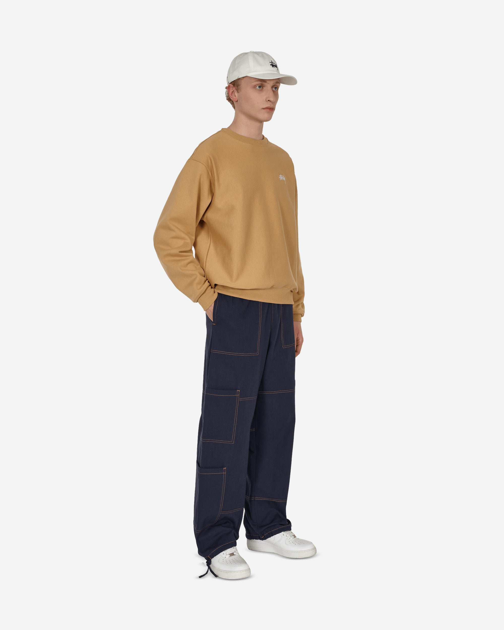 Stussy Stock Logo Crew Tan Sweatshirts Crewneck 118480 TANN